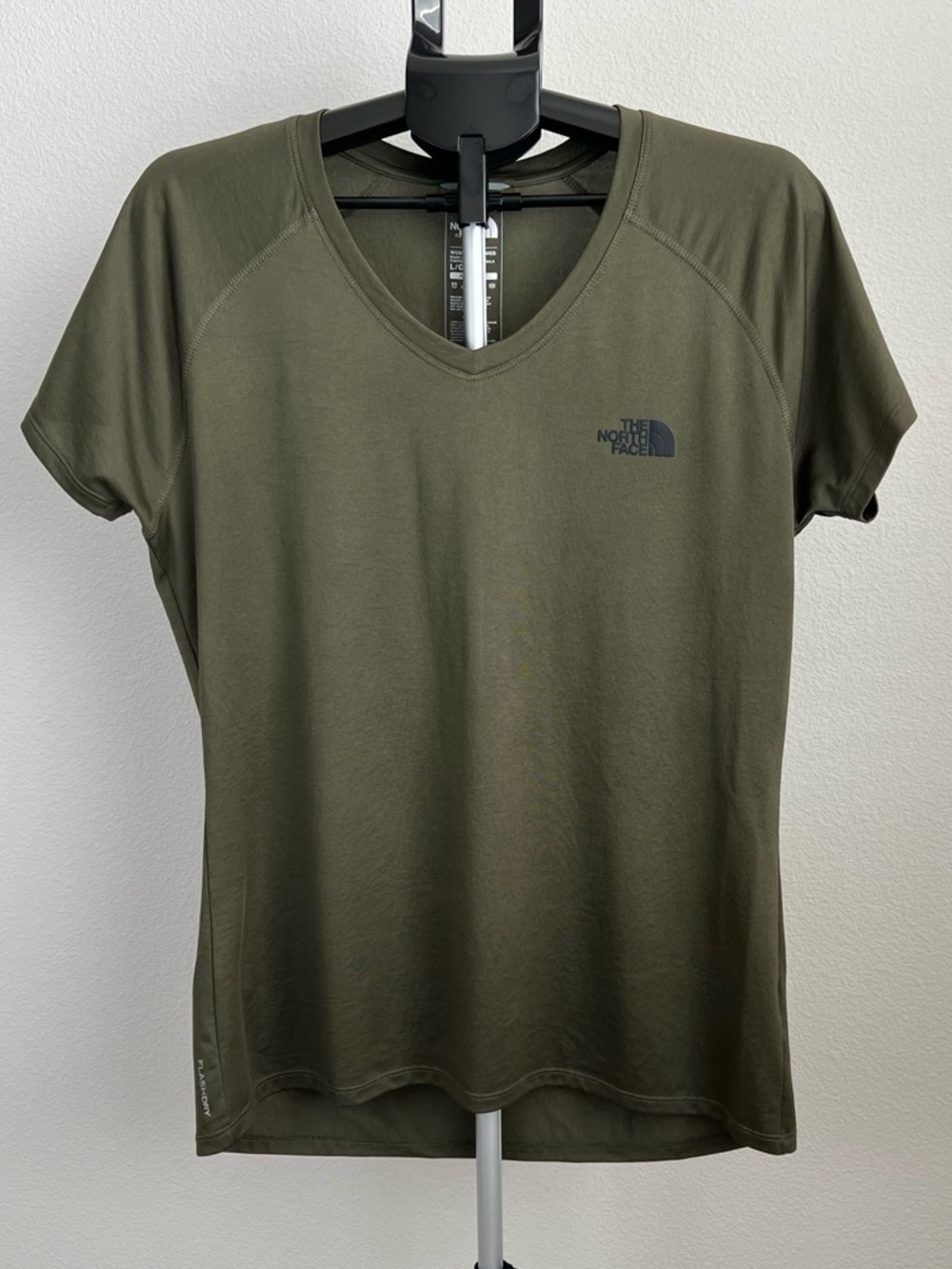 The North Face FlashDry T Shirt Women L Green Athletic Hiking Active Top